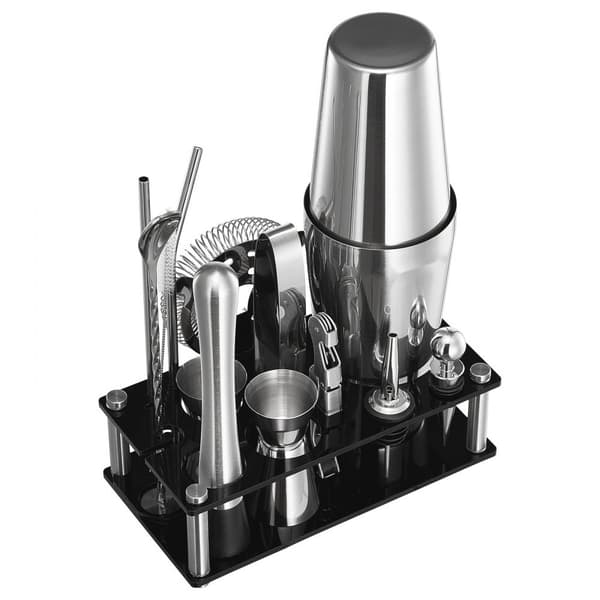 Cocktail Shaker Sæt, Bartender Kit 14 Dele, Rustfrit Stål Barværktøj, Farve Sølv
