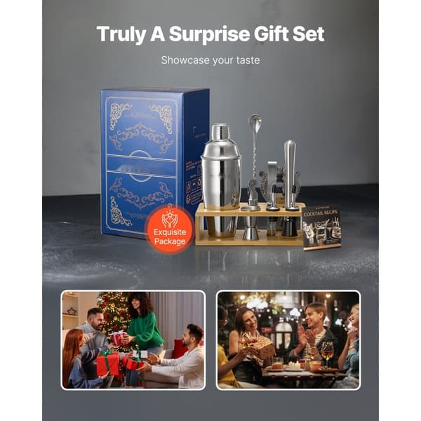 Cocktail Shaker Sæt, 10 Dele Bartender Kit, Rustfrit Stål, Sølvfarvet Barværktøj