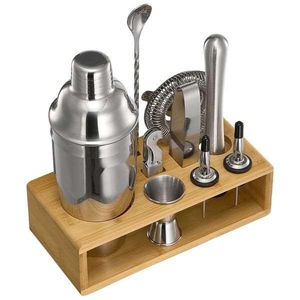 Cocktail Shaker Sæt, 10 Dele Bartender Kit, Rustfrit Stål, Sølvfarvet Barværktøj