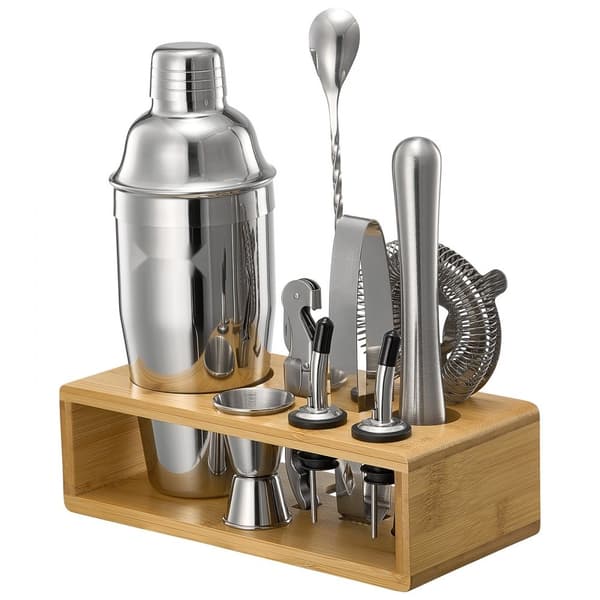Cocktail Shaker Sæt, 10 Dele Bartender Kit, Rustfrit Stål, Sølvfarvet Barværktøj