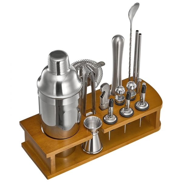 Cocktail Shaker Sæt, 18 Dele Bartender Kit, Rustfrit Stål Barværktøj, Sølvfarvet