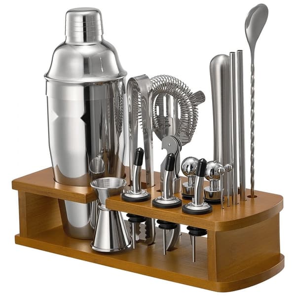 Cocktail Shaker Sæt, 18 Dele Bartender Kit, Rustfrit Stål Barværktøj, Sølvfarvet