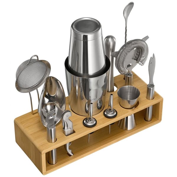 Cocktail Shaker Sæt, 13 Dele Bartender Kit, Rustfrit Stål Barværktøj, Sølv