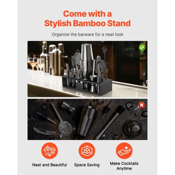 Cocktail Shaker Sæt, 13 Dele Bartender Kit, Rustfrit Stål Barværktøj, Gunmetal Farve