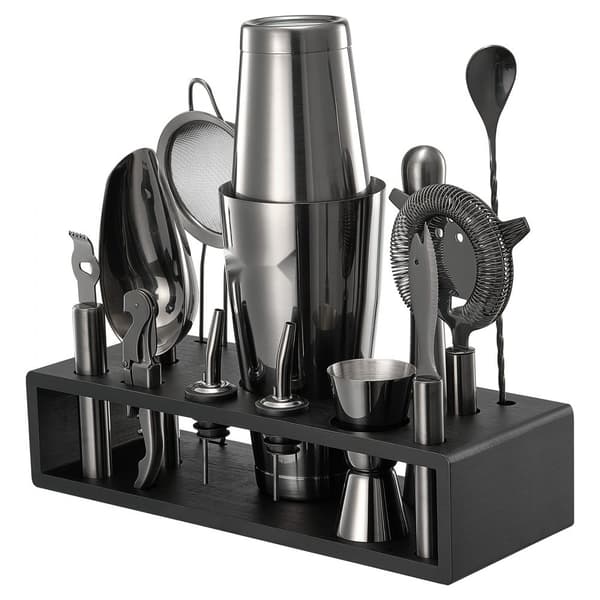 Cocktail Shaker Sæt, 13 Dele Bartender Kit, Rustfrit Stål Barværktøj, Gunmetal Farve