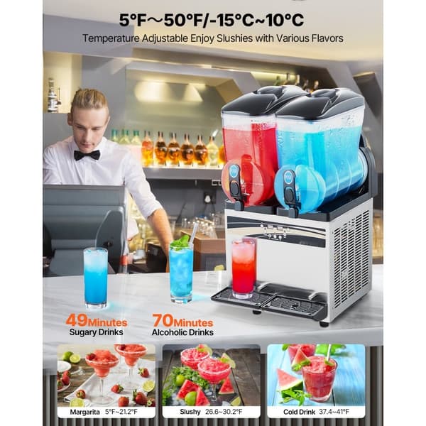 Slushmaskine Kommerciel, 15Lx2 Tank, Margarita Smoothie Frosne Drikkemaskine