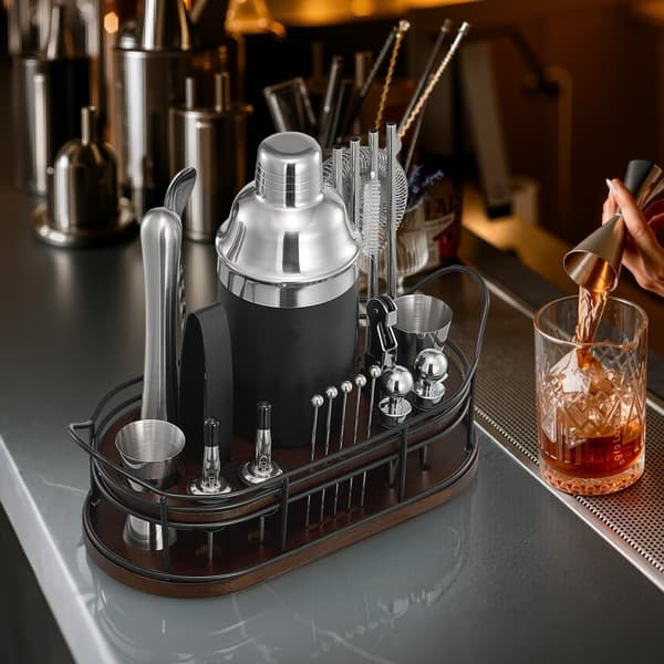 Cocktail-sekoitinsetti 23 osaa, Baarimikkosetti, Ruostumatonta Terästä Baarityökalut Hopea