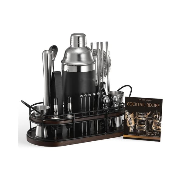 Cocktail Shaker Sæt, 23 Dele Bartender Kit, Rustfrit Stål Barværktøj, Sølvfarvet