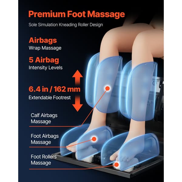 Massagestol til hele kroppen, Tyngdekraftsfri Lænestol, SL-Track system, 36 luftposer, optimal komfort