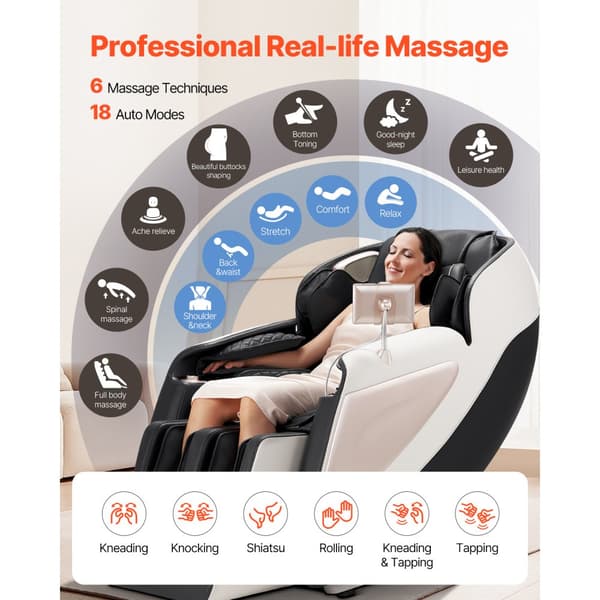 Massagestol til hele kroppen, Tyngdekraftsfri Lænestol, SL-Track system, 36 luftposer, optimal komfort