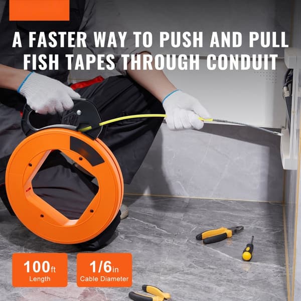 Fiskebåndstråd, Kabellineaftrækker 100 fod, 1/6 Tommer Glasfiber, Høj Kvalitet Plastikkasse