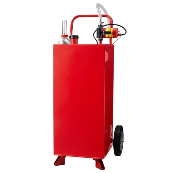 30 gallon benzin- og dieseltank, manuel pumpe, rød farve, stor kapacitet, holdbar konstruktion