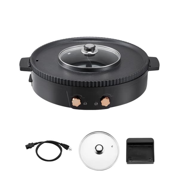 Hot Pot med Grill 1800W, 2-i-1 Elektrisk, Rökfri Grill och Hot Pot, Energisnål, Snabb Uppvärmning
