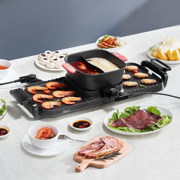 Hot Pot Grilli 2300W, 2-in-1 Sähkögrilli, Savuton, Irrotettava Kattila