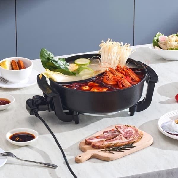Elektrisk Varmgryde 5 L, Non-stick Shabu-shabu Model, Skillevæg og Glaslåg-Egenskaber