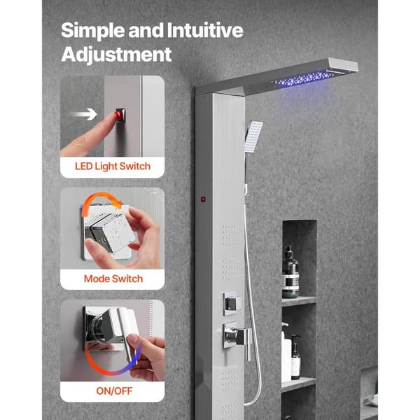 Brusepanel Tower System, Rustfrit Stålsøjle, Regnhoved med 5 Funktioner