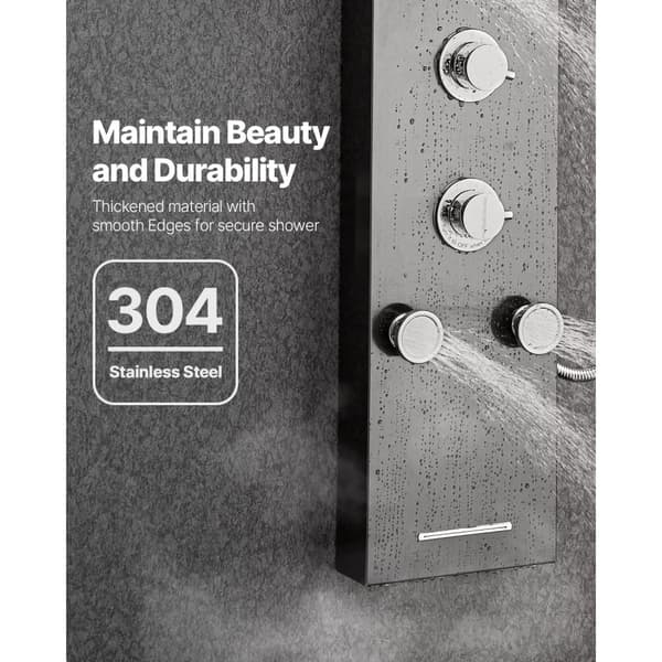 Brusepanel Tower System, Rustfrit stål søjle, Regnvands hovedmassage dyse, kvalitetsmaterialer, holdbart design