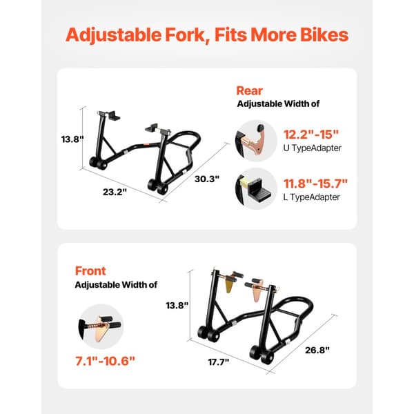 Motorcykel For- og Bagstøttebensløft, 1100 lbs Spoolift Paddock, Svingarm Stabilisator