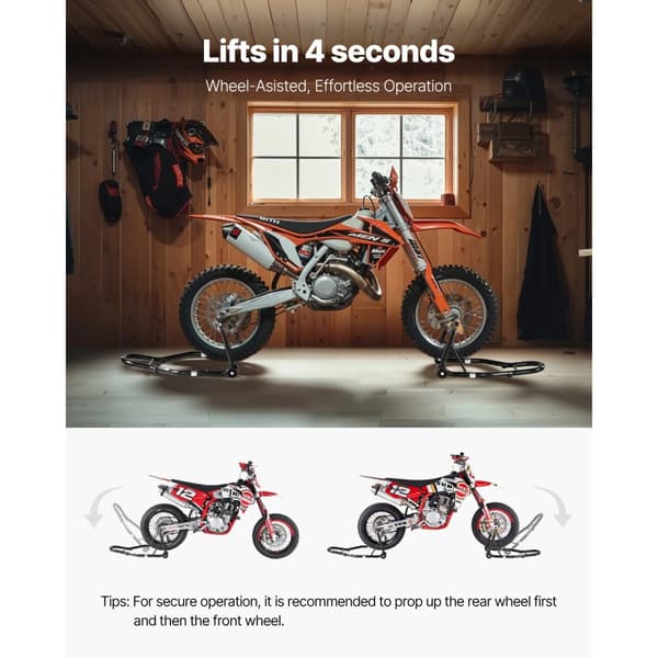 Motorcykel For- og Bagstøttebensløft, 1100 lbs Spoolift Paddock, Svingarm Stabilisator