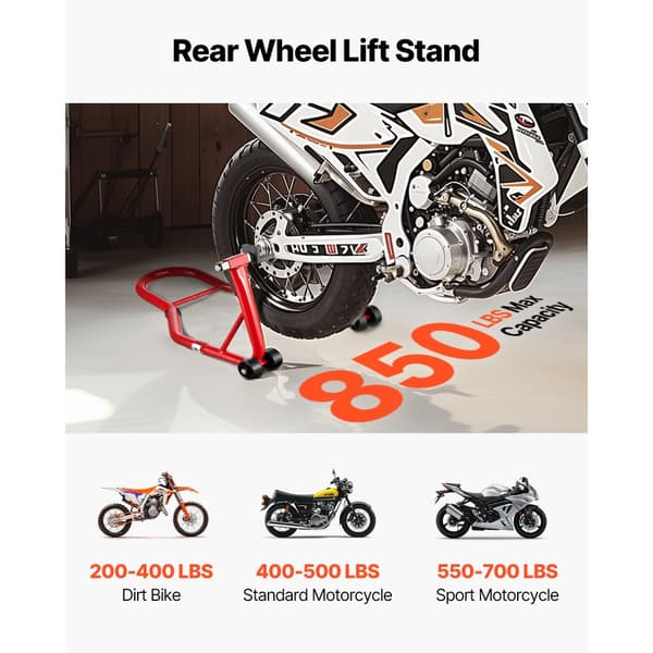 Motorcykelstander Lift 850 lbs, Bagspolelift Paddock, Svingarm, Farve Rød