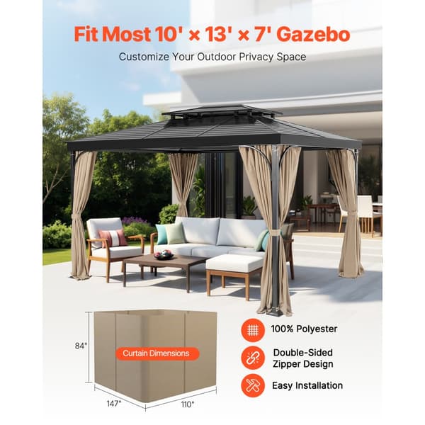 Lysthusgardin 3,3 x 2,7 x 1,9 m, Vandtæt Model, Khaki Farve