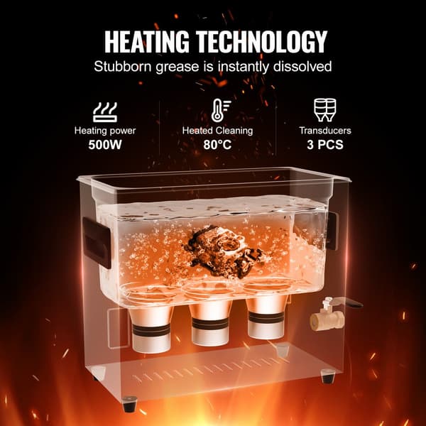 Ultra Sonic Rengøringsmaskine 6L, med Kurvvarmer og Timer, 180W Power Efficiency