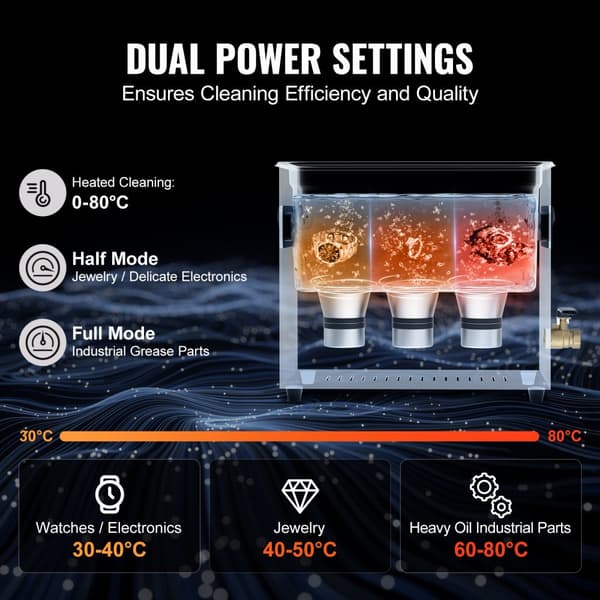 Ultra Sonic Rengøringsmaskine 6L, med Kurvvarmer og Timer, 180W Power Efficiency