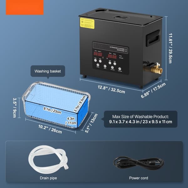Ultra Sonic Rengøringsmaskine 6L, med Kurvvarmer og Timer, 180W Power Efficiency