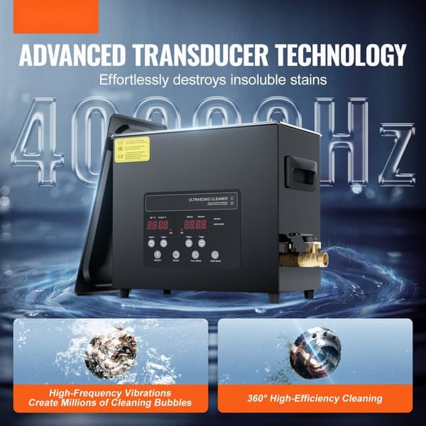 Ultra Sonic Rengøringsmaskine 6L, med Kurvvarmer og Timer, 180W Power Efficiency