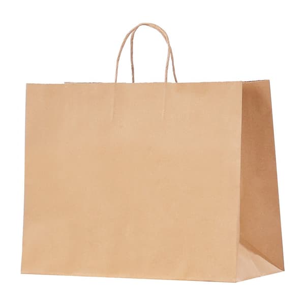 Kraft-paperipussit 100 kpl, 16x6x12 malli, kahvoilla, juhlakäyttöön, ruskea väri