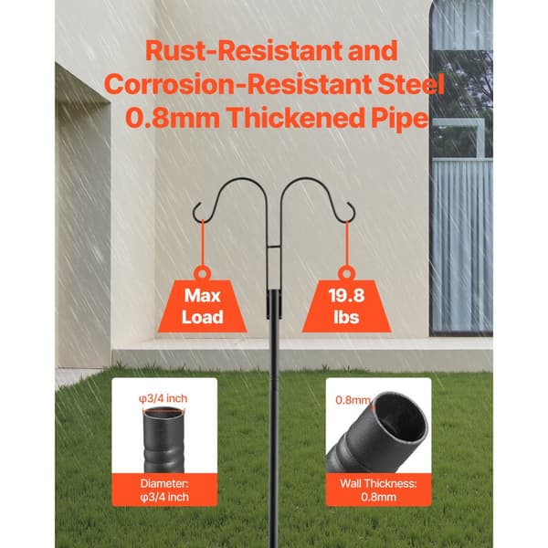 Dobbelt Hyrdekrog 8-pak, 2345 mm Kraftig Fuglefoderstang, Robust og Nem at Installere
