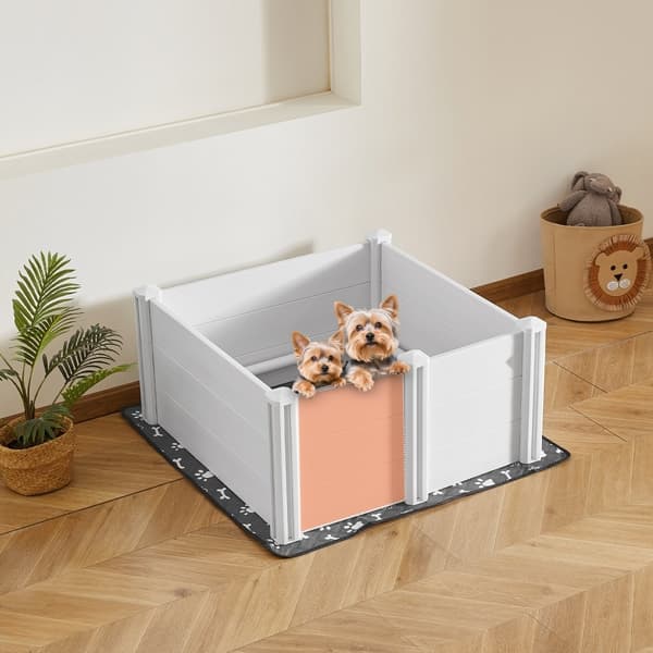 Hvalpekasse til Hunde, 91x91x46 cm Model, Dørhøjdejusterbar, Ideel til Mellemstore Hunde