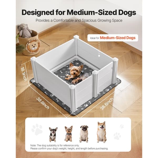 Hvalpekasse til Hunde, 91x91x46 cm Model, Dørhøjdejusterbar, Ideel til Mellemstore Hunde