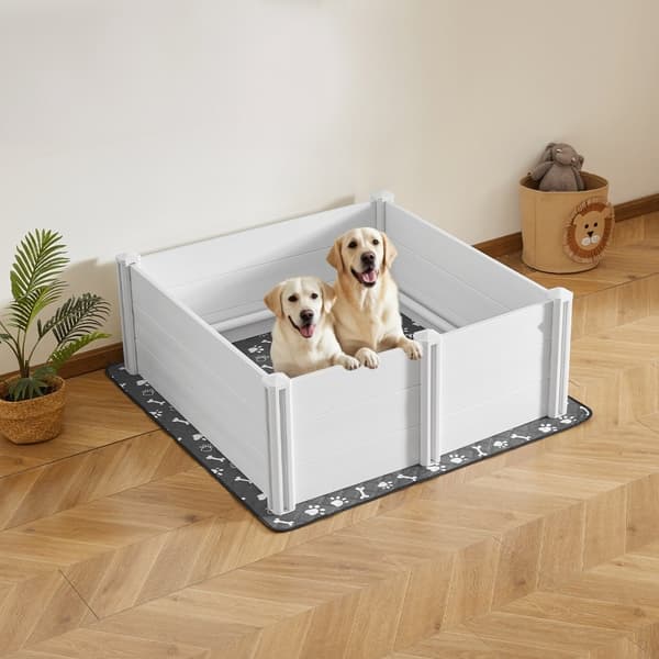 Hundehvalpekasse, 122x122x46 cm, med justerbar dør, ideel til store hunde