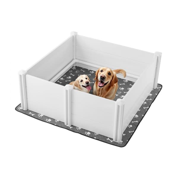 Hundehvalpekasse, 122x122x46 cm, med justerbar dør, ideel til store hunde