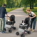 Miniatyrbillede 8 af 11: Sammenklappelig Kæledyrsklapvogn 4 Hjul, Vendbart Håndtag, Op til 20 kg Hundeklapvogn
