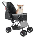 Miniatyrbillede 10 af 11: Sammenklappelig Kæledyrsklapvogn 4 Hjul, Vendbart Håndtag, Op til 20 kg Hundeklapvogn