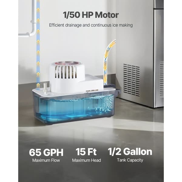 Kondenspumpe Automatisk, 1/50 HK Model, 65GPH, 4,57m Løfthøjde