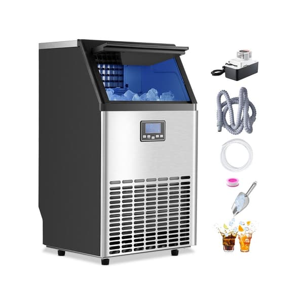 Kommerciel Ismaskine, Fritstående Skabsmaskine, 100lbs/24H, 45 Isterninger pr. cyklus