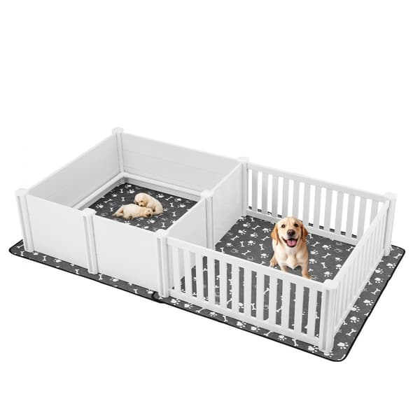 Valpningslåda för extra stora hundar, Modell 237x112x46 cm, 2 rum, robust konstruktion