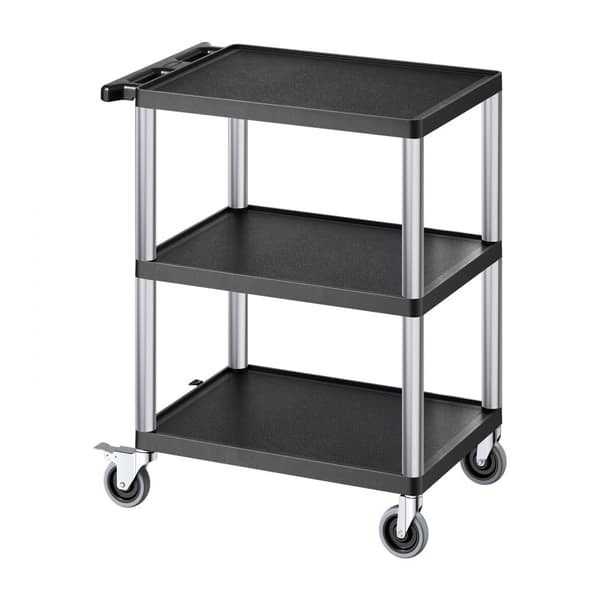 Servicevagn, 3 hyllor, 136 kg kapacitet, 64 x 48 cm, med hjul