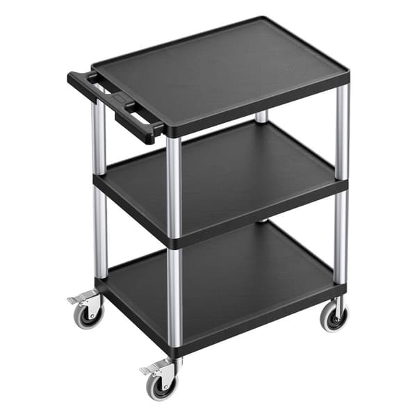 Servicevagn, 3 hyllor, 136 kg kapacitet, 64 x 48 cm, med hjul