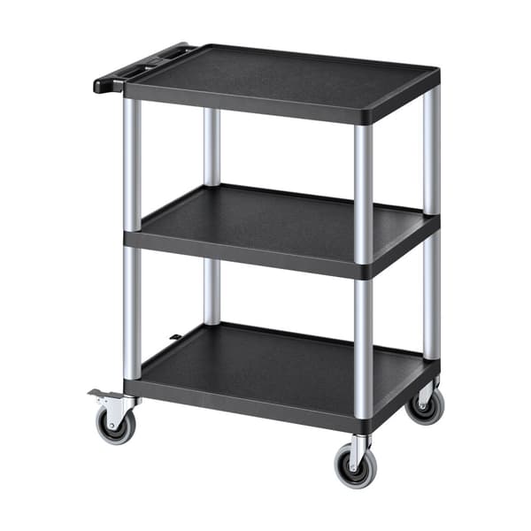 Servicevagn, 3 hyllor, 136 kg kapacitet, 64 x 48 cm, med hjul