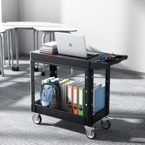 2-hylders Servicevogn, 550 lbs Kapacitet, 31,3 x 17,7 Tommer, Vogn med Hjul til Tungt Arbejde