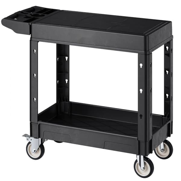 2-hylders Servicevogn, 550 lbs Kapacitet, 31,3 x 17,7 Tommer, Vogn med Hjul til Tungt Arbejde