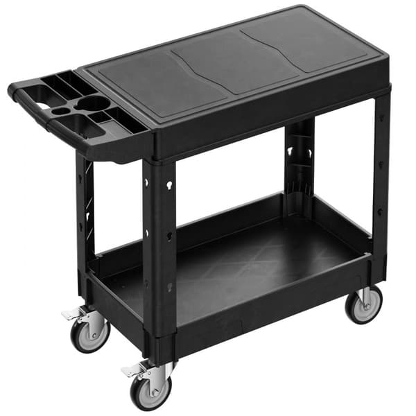 2-hylders Servicevogn, 550 lbs Kapacitet, 31,3 x 17,7 Tommer, Vogn med Hjul til Tungt Arbejde