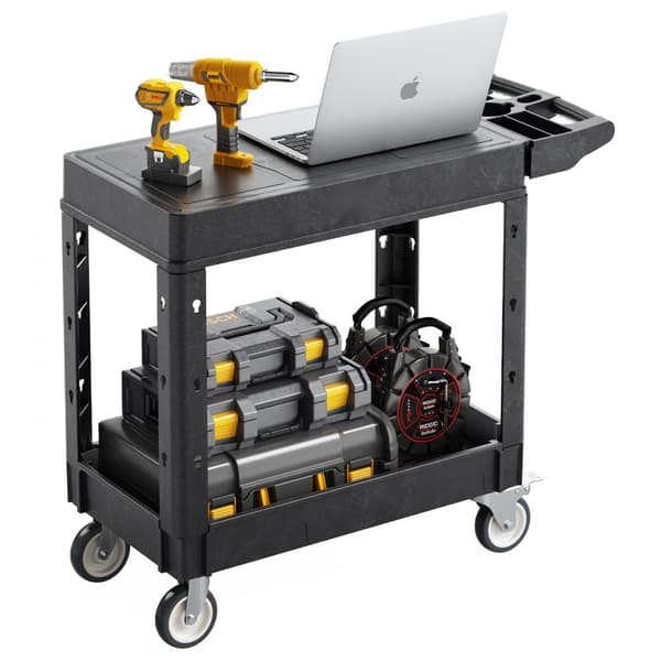 2-hylders Servicevogn, 550 lbs Kapacitet, 31,3 x 17,7 Tommer, Vogn med Hjul til Tungt Arbejde