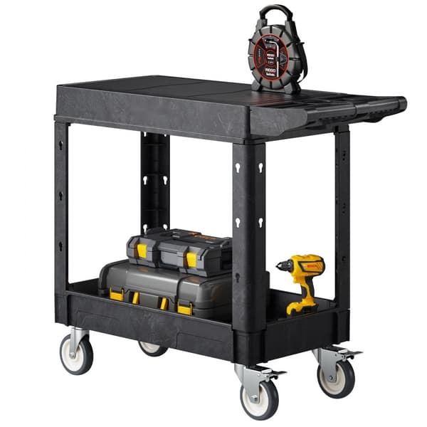 2-hylders Servicevogn, 550 lbs Kapacitet, 31,3 x 17,7 Tommer, Vogn med Hjul til Tungt Arbejde
