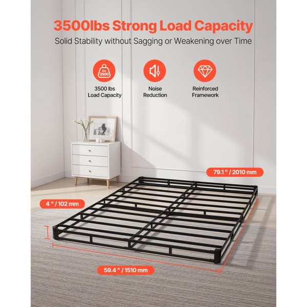 Boxmadras Queen Size, Sengestel med stof, Mål 79,1 L x 59,4 B x 4 H in