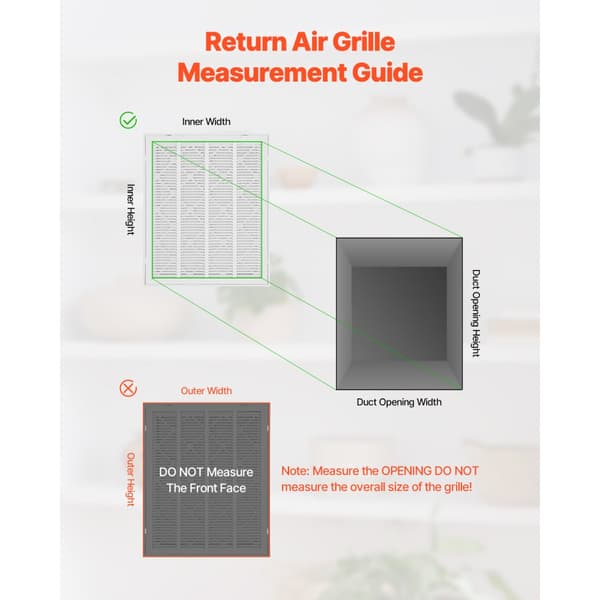 Returluftfiltergitter, Passer til Kanalåbning B20 x H25 Tommer, Inklusiv Filter